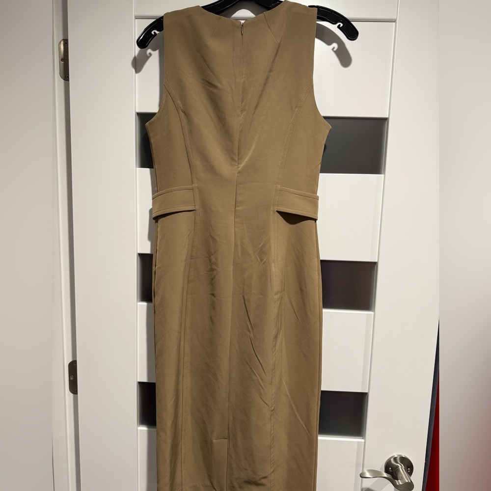 Tahari Sleeveless Olive Sheath Dress